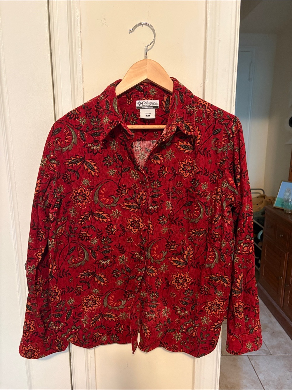Columbia Paisley Corduroy Long Sleeve Button-Down Shirt